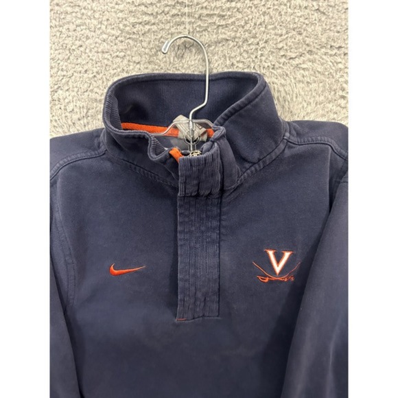 Virginia Cavaliers Sweatshirt Mens Extra Small Blue Orange Quarter Zip Nike Team - Picture 2 of 16